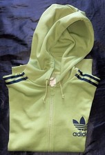 Adidas Vintage Felpa con Cappuccio Giacca Originale Made in France Anni 70 Verde Oliva. RARITÀ