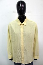 Valentino Camicia Uomo Taglia 50 Chemise Shirt Manica Lunga Cotone Giallo Logo