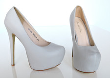 Scarpa donna tacco alto e plateau, elegante, grigio perla, n° 36