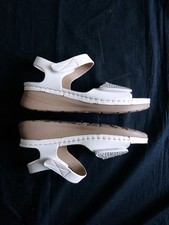 Sandali comodi donna 38 bianchi regolabili a strappo zeppa bassa brillantini