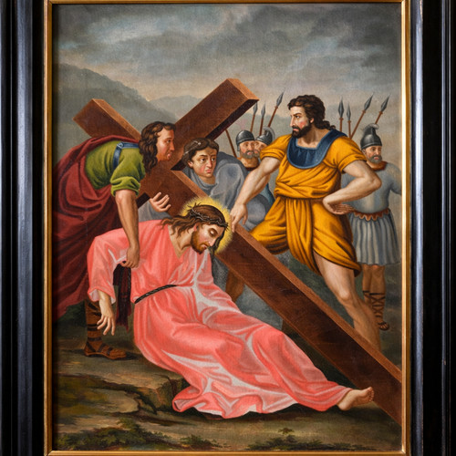 Quadro via crucis olio - -, su