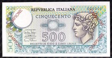 Banconota 500 Lire Mercurio