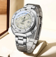 Orologio Uomo 44MM QINGXIYA Tonno Quarzo Acciaio Inox 30M Impermeabile Luminoso NUOVO