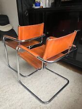 Sedie metà secolo IN PELLE MARRONE COGNAC, anni 70