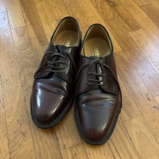 Loake Shoemakers Burgundy Burnished Leather Derby Lace Up Shoes Mens UK 7 US 8
