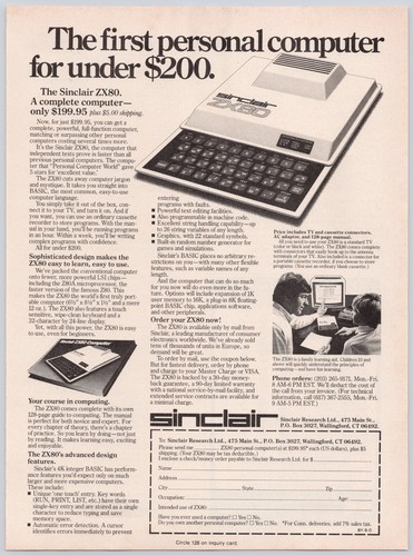 Sinclair zx80 home computer - sinclair,