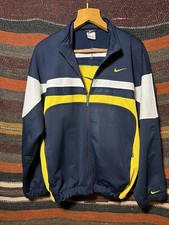 NIKE FELPA Blu Giallo BIANCO TAGLIA M Uomo SPORTIVA VINTAGE Men Light Jacket