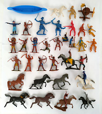 30+Soldatini plastica Vintage Far West Indiani Nordisti Cavalli Nardi Dulcop-755
