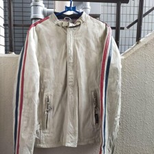 Giacca uomo Schott Classic Racer pelle monopannone taglia M bianco a quadri