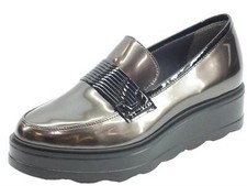 Cinzia Soft IAB74310 Vernice Perlato Mocassini Donna colore grigio zeppa media