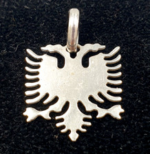 Ciondolo aquila 2 teste bandiera dell’Albania argento 925 vintage Made in Italy