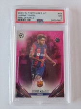 LAMINE YAMAL CARD TOPPS UEFA CC #64 PINK SPARKLE PSA 7