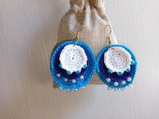 Crochet pendant earrings - pendant,