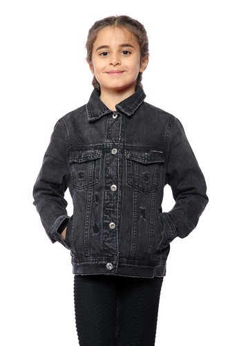 Giacca denim strappato nero