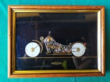 Quadro Quadretto Moto Chopper custom stilizzata pezzi orologio