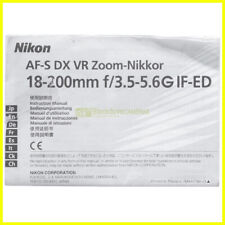 Manuale per Obiettivi Nikon AF-S DX 18/200mm. VR Istruzioni Italiano EN FR DE
