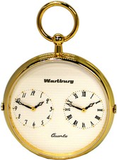 Wartburg Dualtime Taschenuhr Herren Damen Quarz Lepine Farbe gold weiß 47mm
