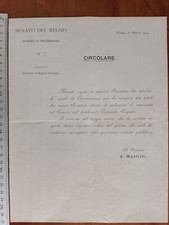 SENATO DEL REGNO CIRCOLARE UFFICIO PRESIDENZA 1914  GIUSEPPE MANFREDI - POLITICA