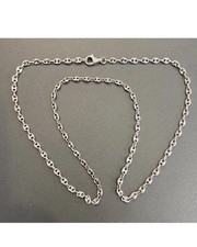 Collana da uomo maglia Marina in oro bianco 18kt chiusura con Moschettone