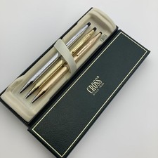 CROSS Set di 3 penne a sfera, oro 14 carati e argento