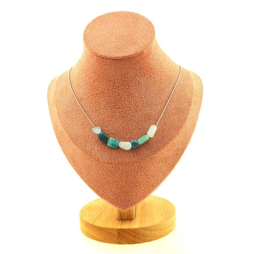Collana perle aigue marine - 7, aigue-marine