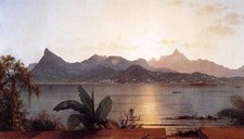 Beautiful Oil painting Martin Johnson Heade - Sunset, Harbor at Rio canvas