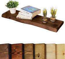 Waney/Live Edge Mensola Galleggiante Rustica 22Cm X 4.4Cm, Noce, 60Cm