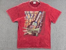 New Orleans Jazz Fest Shirt Uomo Medium 2014 Rosso 45° Anniversario Chitarra Gator