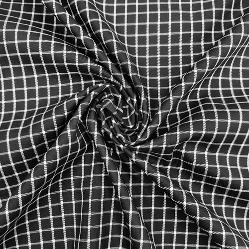 Camicia bianca quadri nero - a,