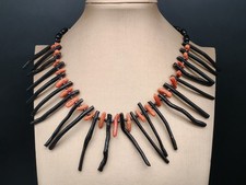 Collana donna girocollo corallo rosso di Sardegna e corallo nero argento 925