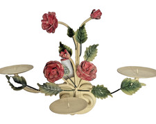 Applique da parete vintage portacandele rose rosa shabby femminile decorazione floreale italiano