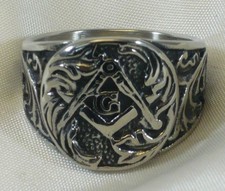 ANELLO MASSONICO IN ARGENTO 925 STERLING SILVER FREEMASONS MASONIC RING BIG