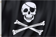 Grande Bandiera Dei Pirati Jolly Roger Con Teschio E Tibie Incrociate, 90 X 150 