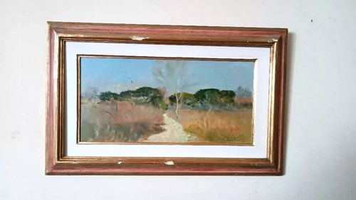 Dipinto olio cartone paesaggio - cartone,