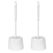 Set 2x Porta Spazzole WC Base Pulitore WC Bagno Pulizia Plastica Bianca