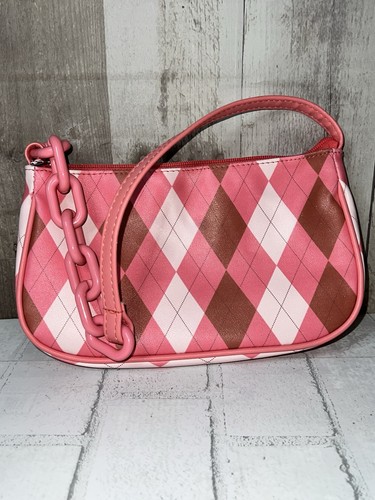 Borsa argyle rosa - rosa, marrone