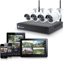 TELECAMERA WI-FI ESTERNO,KIT VIDEOSORVEGLIANZA WIRELESS,4 CANALI FULL HD