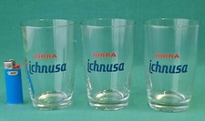 SET 3 VECCHI RARI BICCHIERI IN VETRO BIRRA ICHNUSA 250 ML VINTAGE ANNI '60. AF80