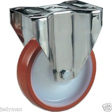 Ruota per carrelli in Nylon Poliuretano con Supporto Fisso INOX d.mm.125