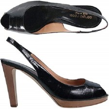 Sergio Rossi Original sandali donna ladies size 39 pelle anguilla nero black eel
