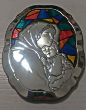 ICONA SACRA MADONNA CON BAMBINO - BELCOM ARGENTO - QUADRO CAPOLETTO OVALE ARGENT