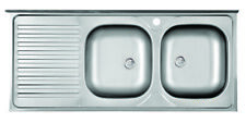 Lavello da appoggio in acciaio inox L 120 cm 2 vasche a destra, MabelOnline