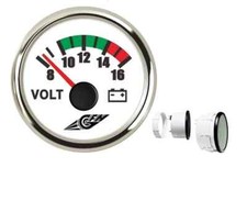 VOLTMETRO AD INCASSO STAGNO ghiera acciaio inox  AISI 316L quadrante bianco