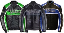 Giacca Uomo Nuova Harley Pelle Vera Pelle di Vacchetta Motociclista Equitazione Giacche