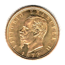 100 LIRE ORO - VITTORIO EMANUELE II° 1872  RIPRODUZIONE- ribassata