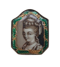 *HH* Antico Gioiello Vittoriano Liberty Cameo Porcellana Dipinto Nobildonna 