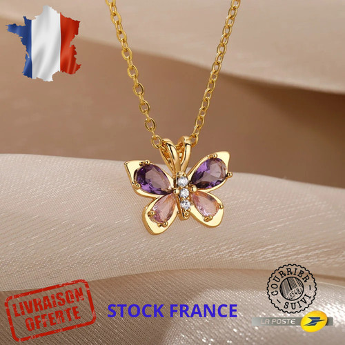 Collier papillon acier - collier,