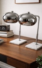 Chrome Eyeball Table Lamp Pair