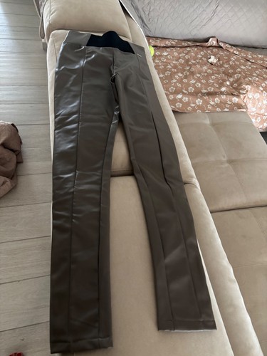Leggins simili pelle marrone