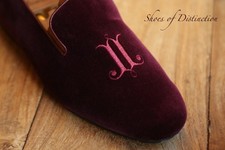 Scarpe mocassini John Lobb bordeaux velluto ciabatte uomo UK 11 EU 45 US 12 nuove